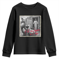 Funny Easter Jesus Youth Sweatshirt Christian Jesus Come Back Bunny Selfie
