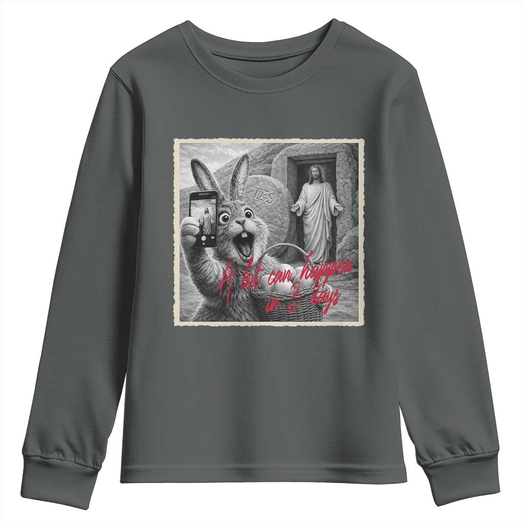 Funny Easter Jesus Youth Sweatshirt Christian Jesus Come Back Bunny Selfie