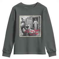 Funny Easter Jesus Youth Sweatshirt Christian Jesus Come Back Bunny Selfie
