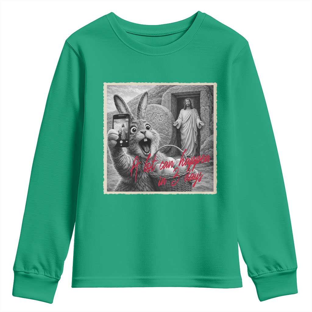 Funny Easter Jesus Youth Sweatshirt Christian Jesus Come Back Bunny Selfie