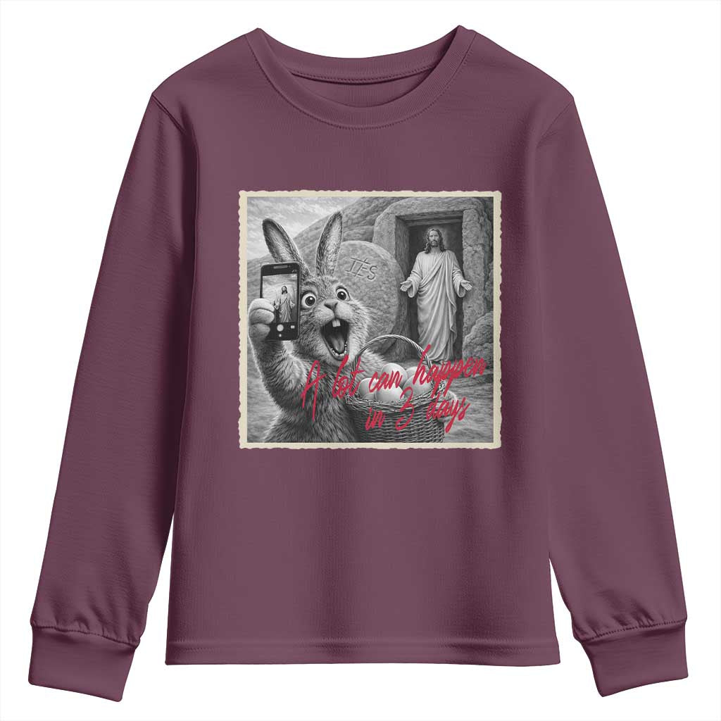 Funny Easter Jesus Youth Sweatshirt Christian Jesus Come Back Bunny Selfie