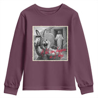 Funny Easter Jesus Youth Sweatshirt Christian Jesus Come Back Bunny Selfie