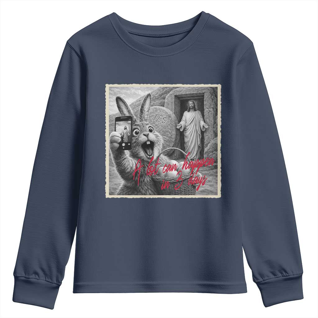 Funny Easter Jesus Youth Sweatshirt Christian Jesus Come Back Bunny Selfie