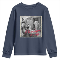 Funny Easter Jesus Youth Sweatshirt Christian Jesus Come Back Bunny Selfie