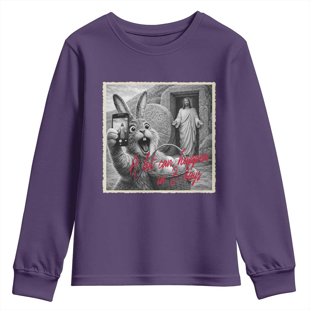 Funny Easter Jesus Youth Sweatshirt Christian Jesus Come Back Bunny Selfie