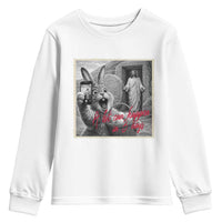 Funny Easter Jesus Youth Sweatshirt Christian Jesus Come Back Bunny Selfie