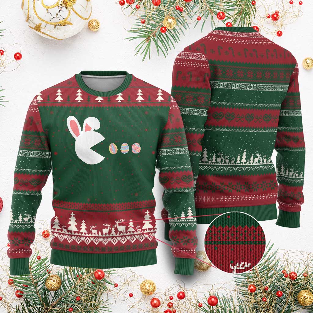Funny Easter Ugly Christmas Sweater Bunny Gamer Egg Hunter