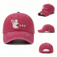 Funny Easter Washed Cotton Baseball Cap Bunny Gamer Egg Hunter