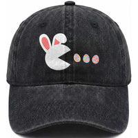 Funny Easter Washed Cotton Baseball Cap Bunny Gamer Egg Hunter