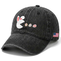 Funny Easter Washed Cotton Baseball Cap Bunny Gamer Egg Hunter