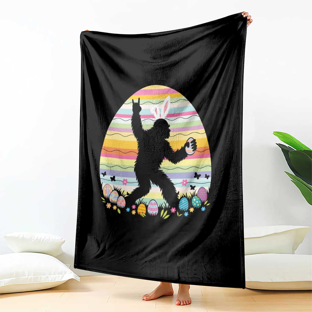 Funny Bigfot Easter Throw Blanket Sasquatch Rock On Rabbit