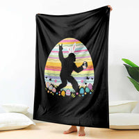 Funny Bigfot Easter Throw Blanket Sasquatch Rock On Rabbit