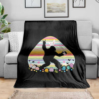 Funny Bigfot Easter Throw Blanket Sasquatch Rock On Rabbit