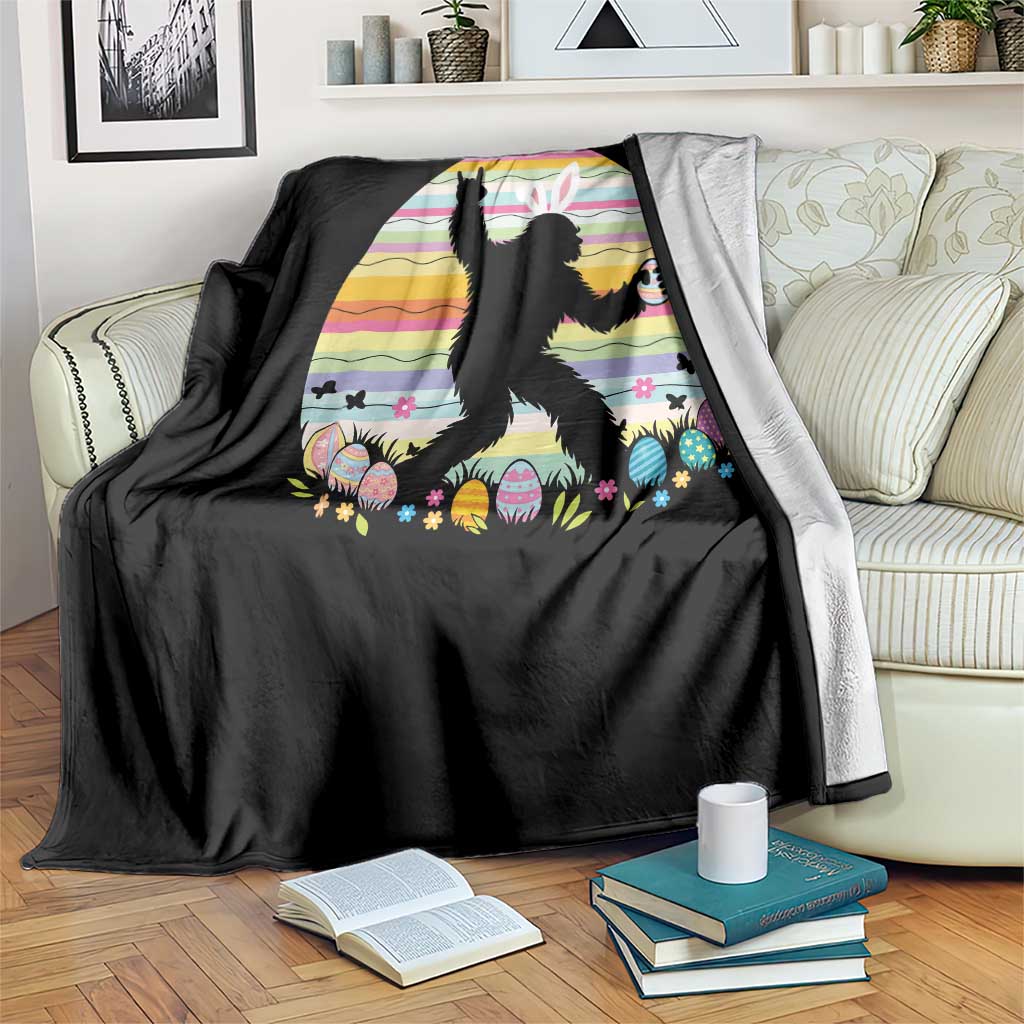 Funny Bigfot Easter Throw Blanket Sasquatch Rock On Rabbit