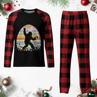 Funny Bigfot Easter Plaid Pajama Set Sasquatch Rock On Rabbit