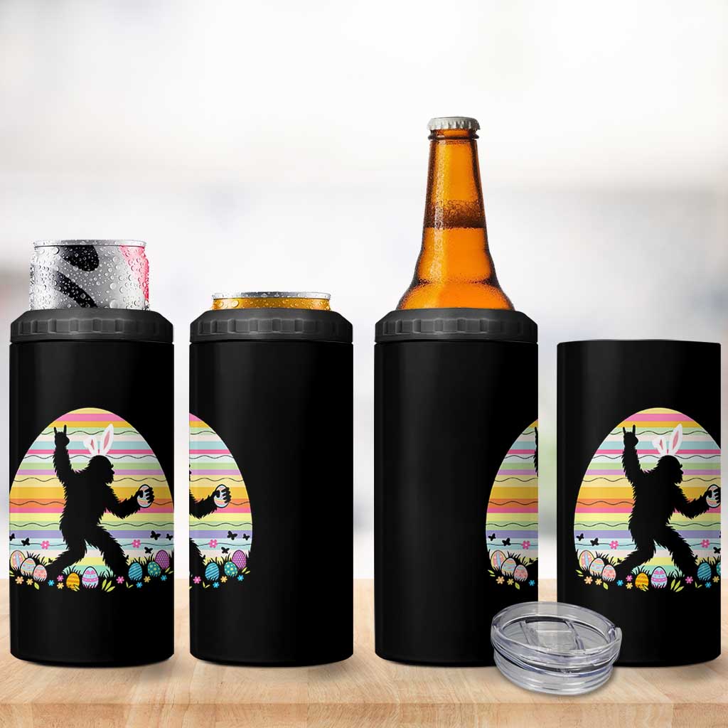 Funny Bigfot Easter 4 in 1 Can Cooler Tumbler Sasquatch Rock On Rabbit