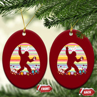 Funny Bigfot Easter Ceramic Ornament Sasquatch Rock On Rabbit