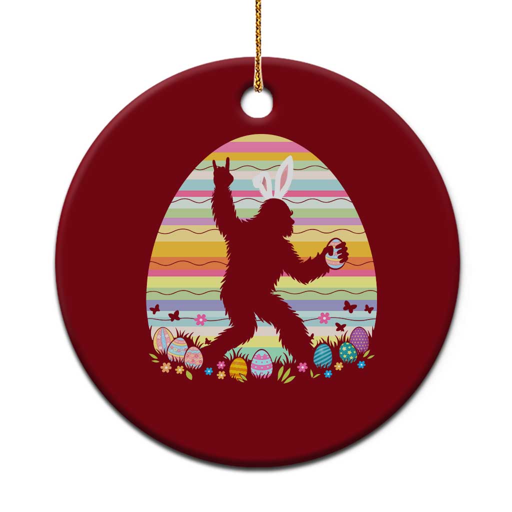 Funny Bigfot Easter Ceramic Ornament Sasquatch Rock On Rabbit
