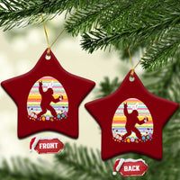 Funny Bigfot Easter Ceramic Ornament Sasquatch Rock On Rabbit