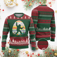 Funny Bigfot Easter Ugly Christmas Sweater Sasquatch Rock On Rabbit