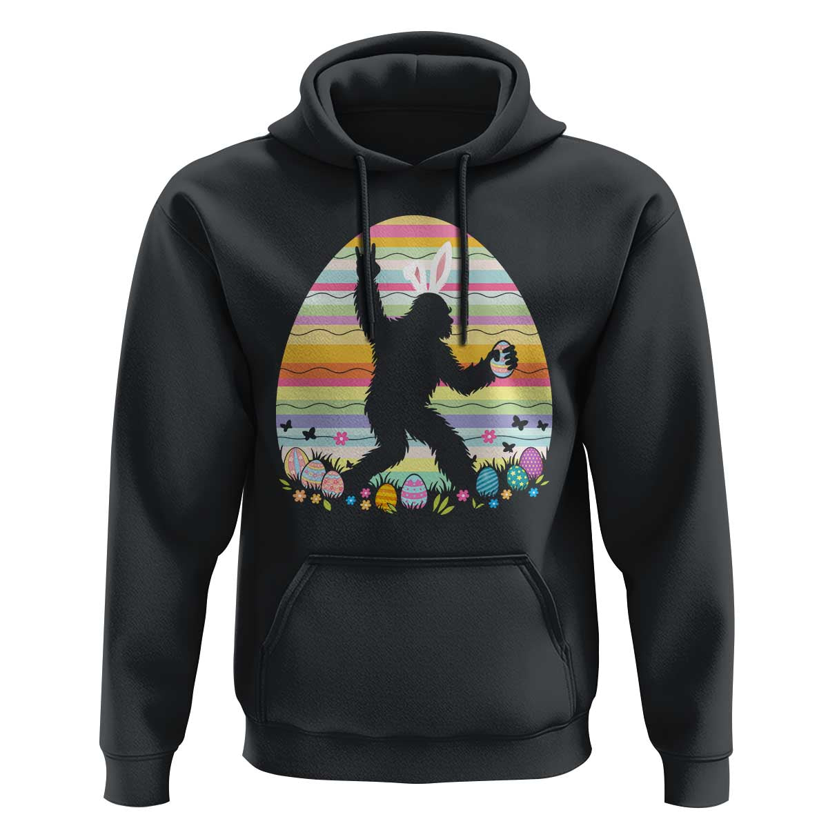 Funny Bigfot Easter Hoodie Sasquatch Rock On Rabbit