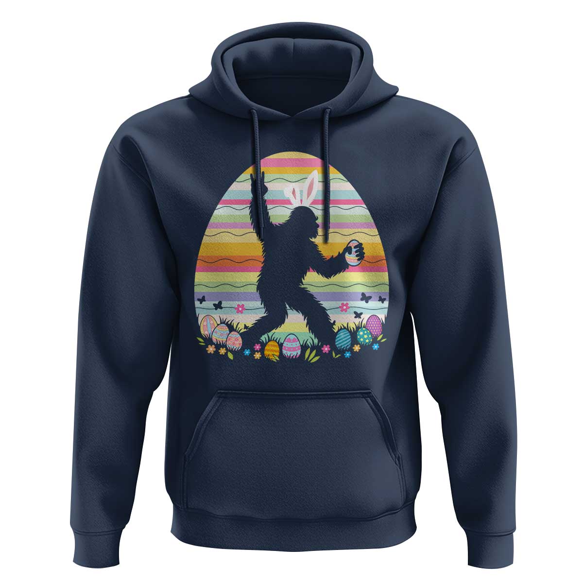 Funny Bigfot Easter Hoodie Sasquatch Rock On Rabbit