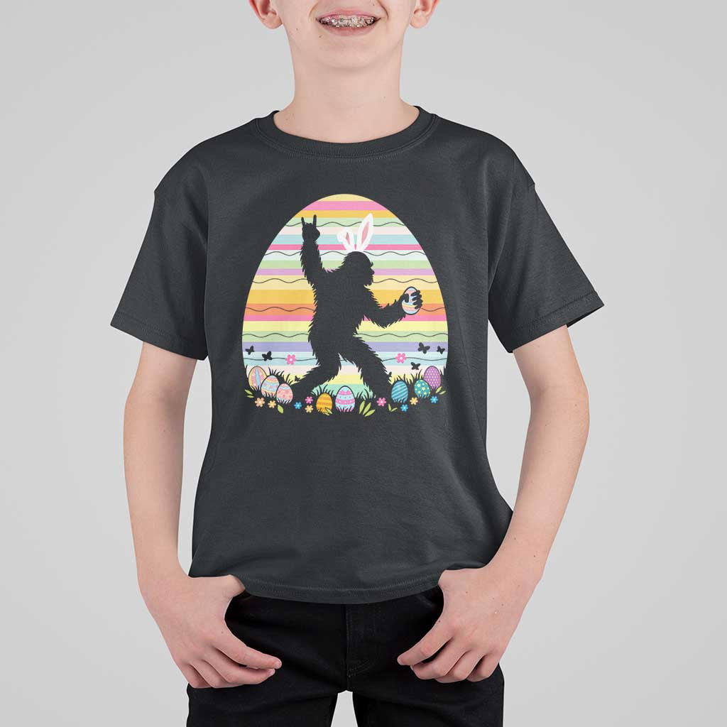 Funny Bigfot Easter T Shirt For Kid Sasquatch Rock On Rabbit