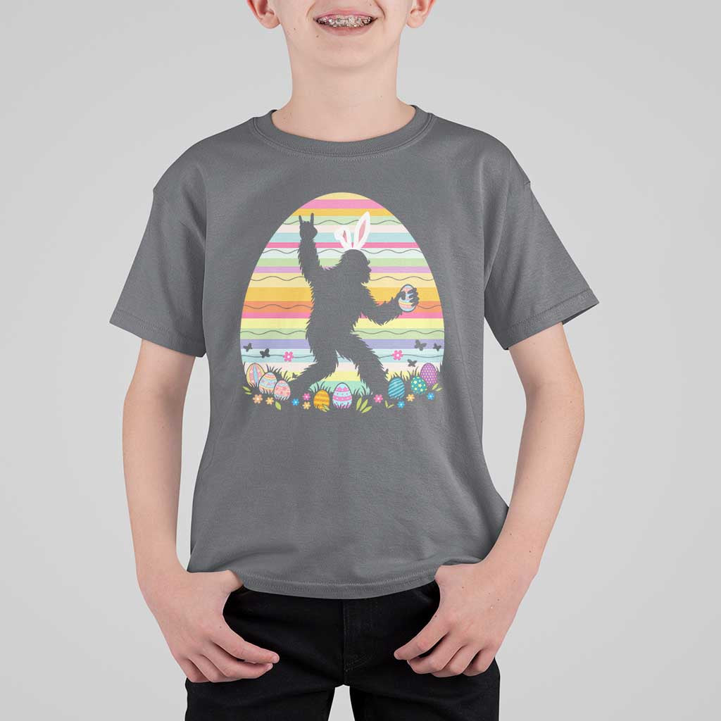 Funny Bigfot Easter T Shirt For Kid Sasquatch Rock On Rabbit
