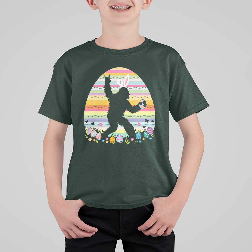 Funny Bigfot Easter T Shirt For Kid Sasquatch Rock On Rabbit