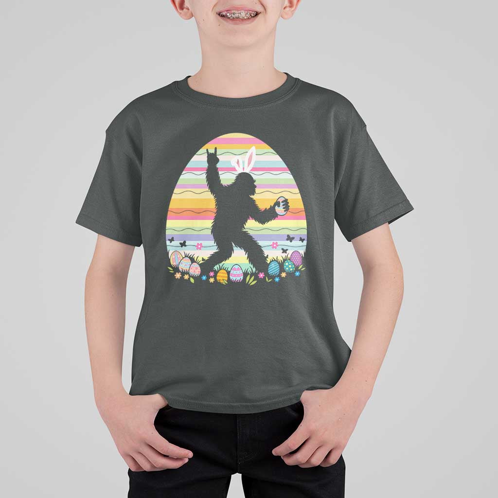 Funny Bigfot Easter T Shirt For Kid Sasquatch Rock On Rabbit