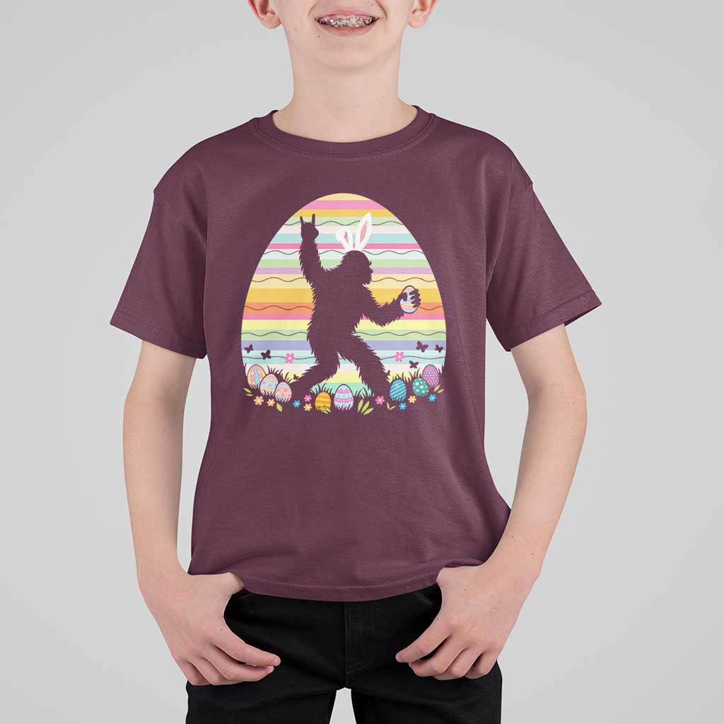 Funny Bigfot Easter T Shirt For Kid Sasquatch Rock On Rabbit