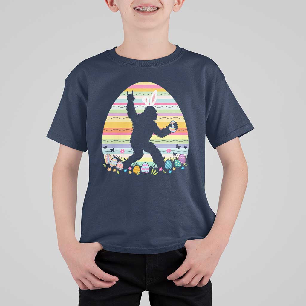 Funny Bigfot Easter T Shirt For Kid Sasquatch Rock On Rabbit