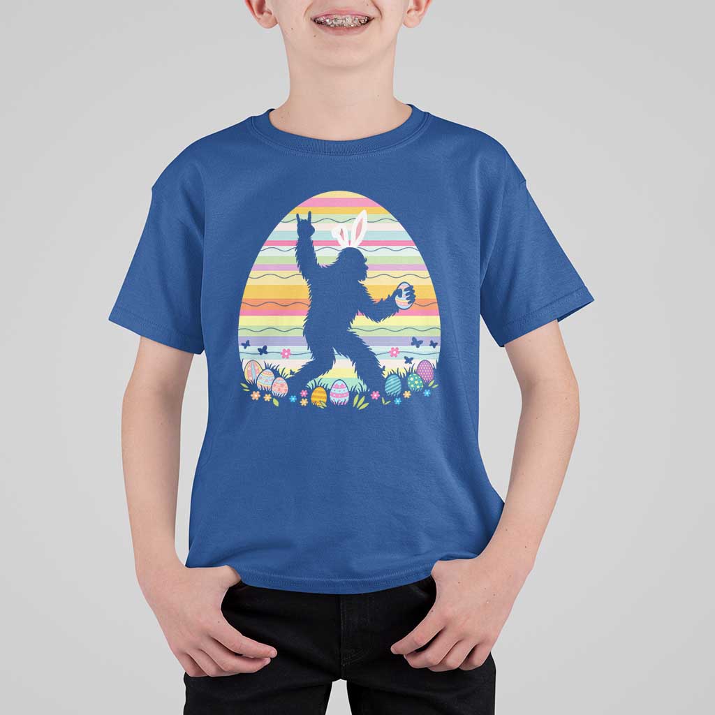 Funny Bigfot Easter T Shirt For Kid Sasquatch Rock On Rabbit