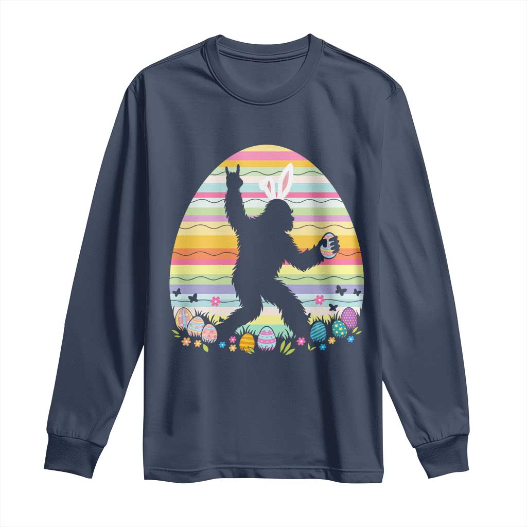 Funny Bigfot Easter Long Sleeve Shirt Sasquatch Rock On Rabbit