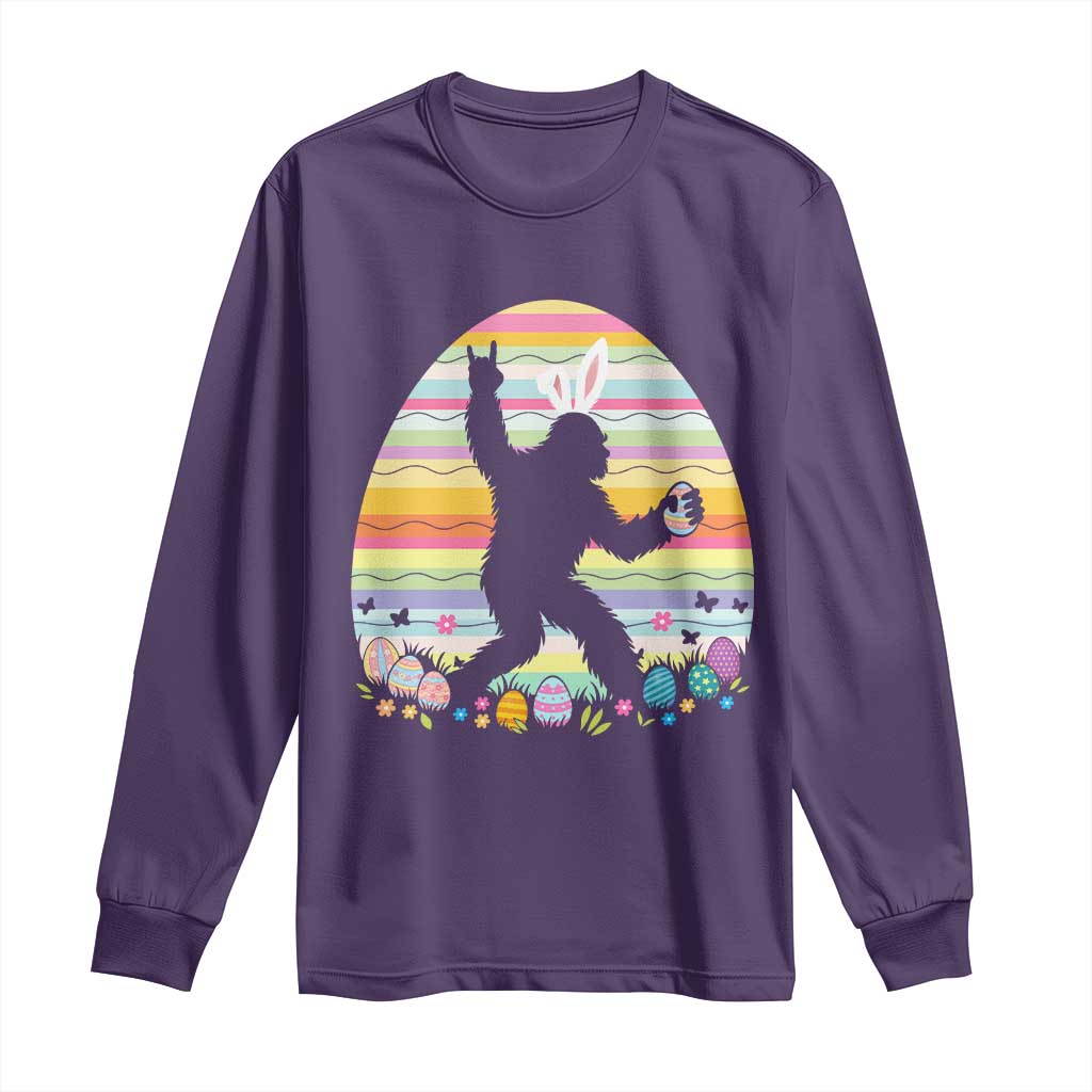 Funny Bigfot Easter Long Sleeve Shirt Sasquatch Rock On Rabbit