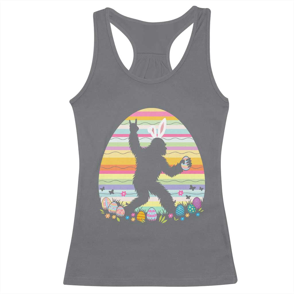 Funny Bigfot Easter Racerback Tank Top Sasquatch Rock On Rabbit
