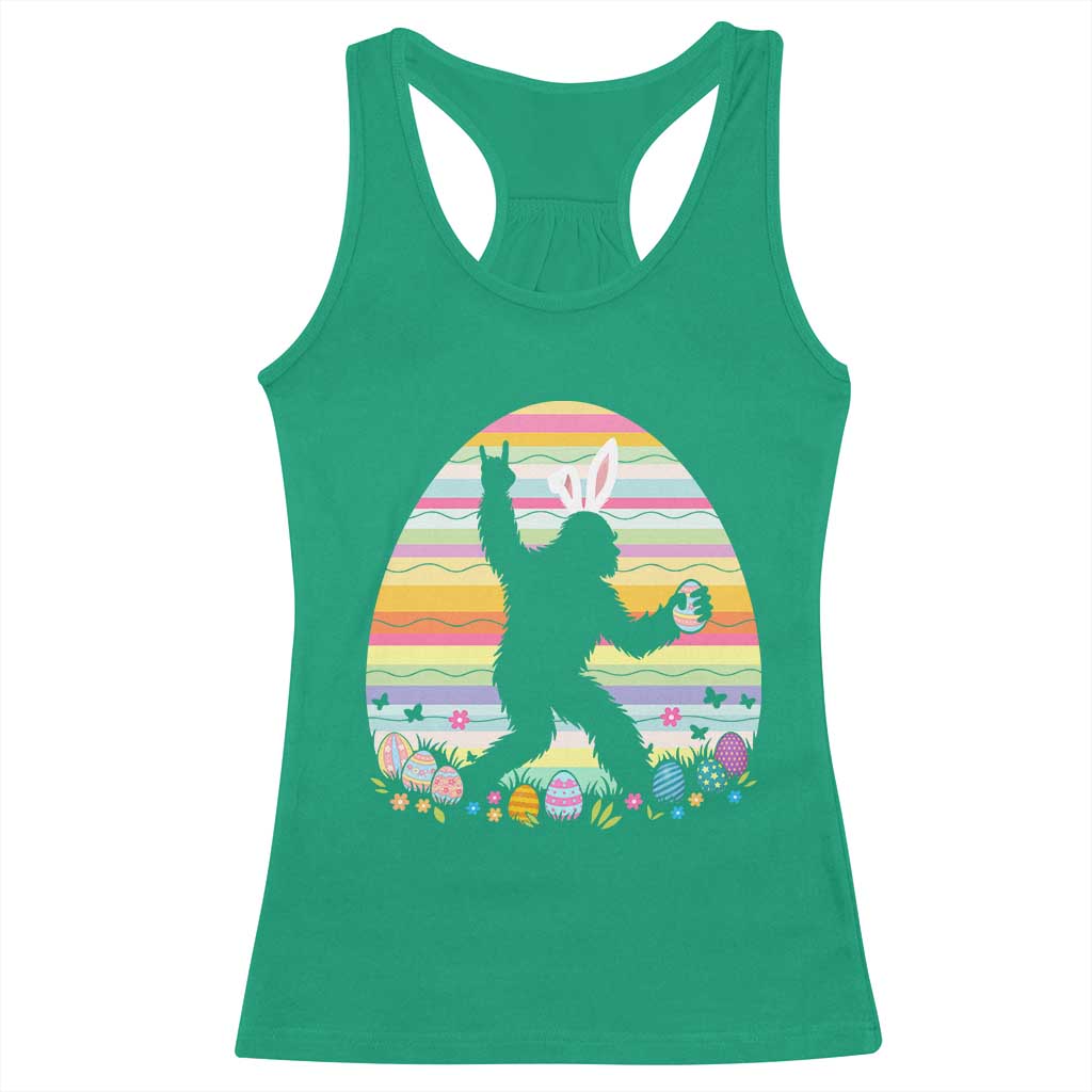 Funny Bigfot Easter Racerback Tank Top Sasquatch Rock On Rabbit