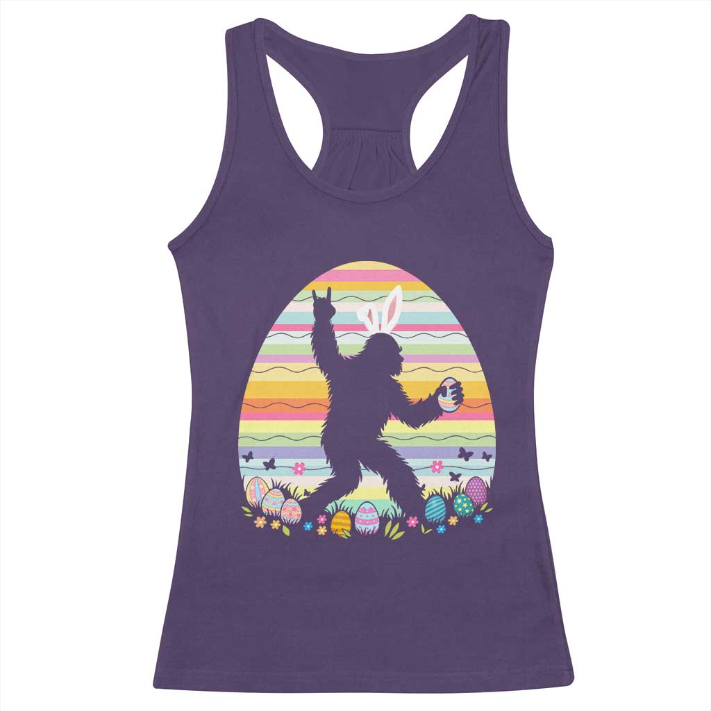 Funny Bigfot Easter Racerback Tank Top Sasquatch Rock On Rabbit