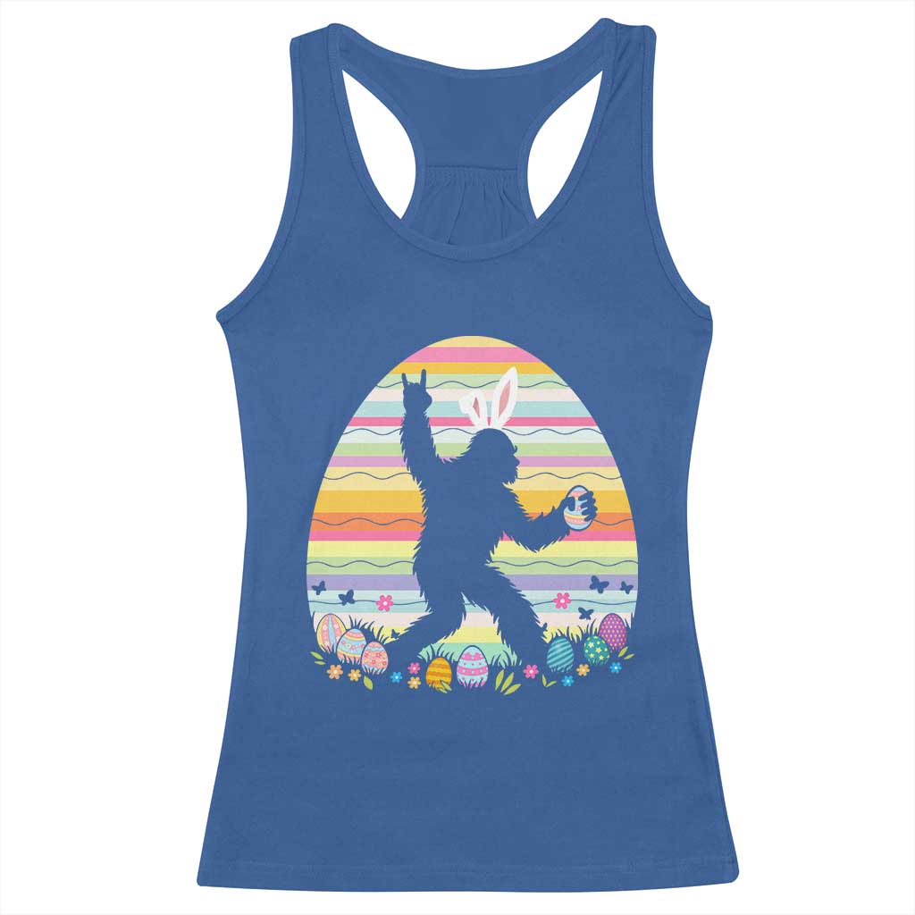 Funny Bigfot Easter Racerback Tank Top Sasquatch Rock On Rabbit