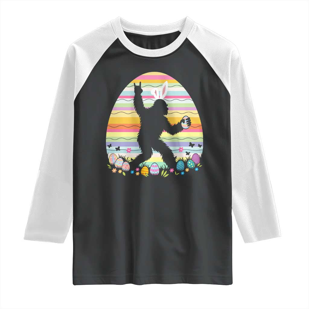 Funny Bigfot Easter Raglan Shirt Sasquatch Rock On Rabbit