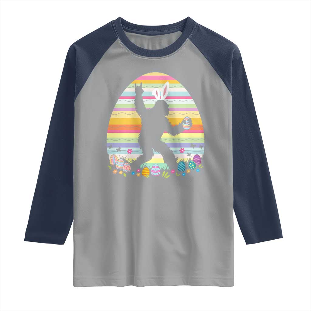 Funny Bigfot Easter Raglan Shirt Sasquatch Rock On Rabbit