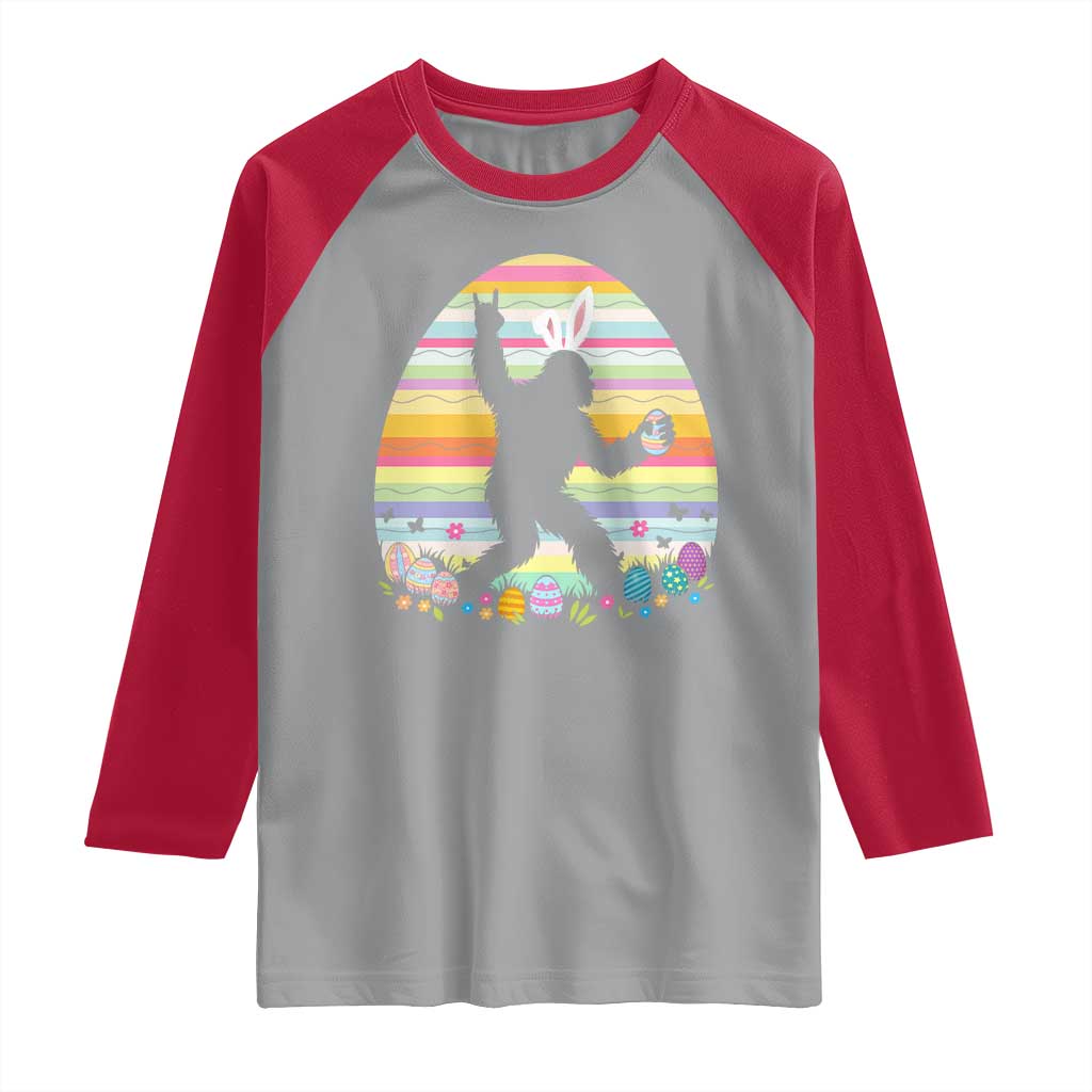 Funny Bigfot Easter Raglan Shirt Sasquatch Rock On Rabbit
