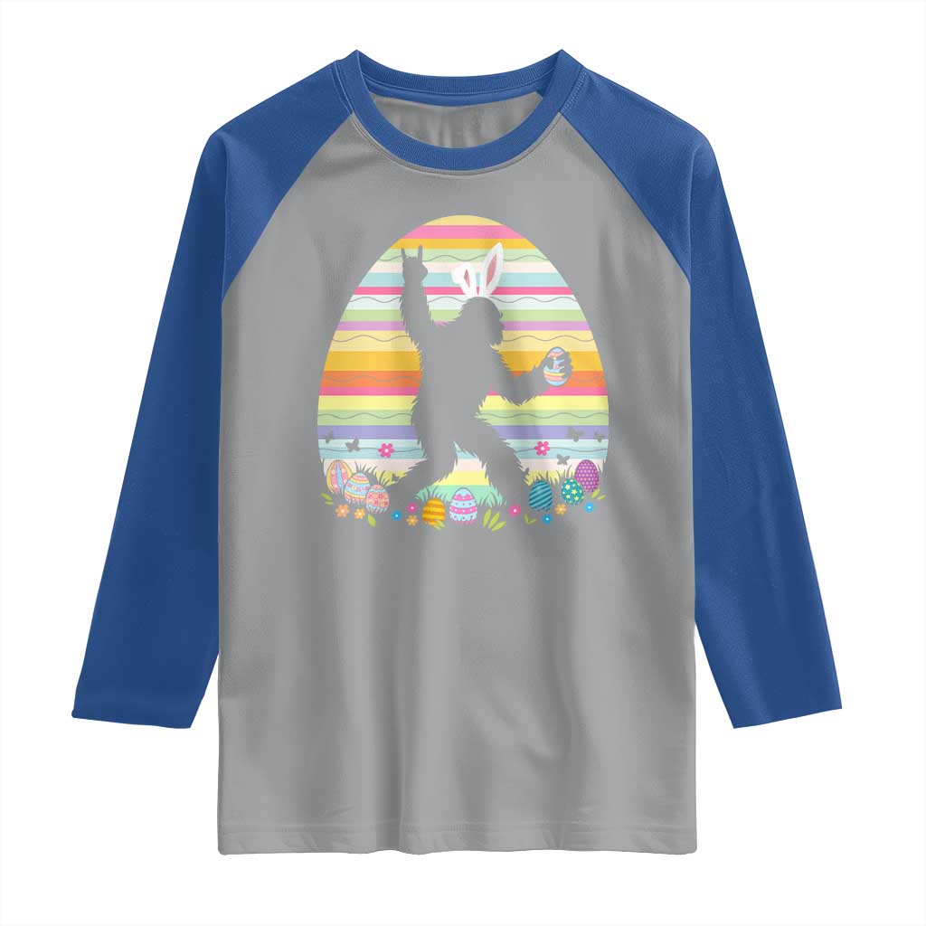 Funny Bigfot Easter Raglan Shirt Sasquatch Rock On Rabbit