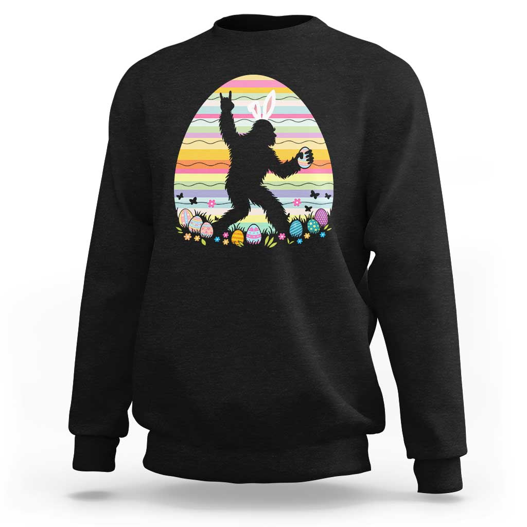 Funny Bigfot Easter Sweatshirt Sasquatch Rock On Rabbit