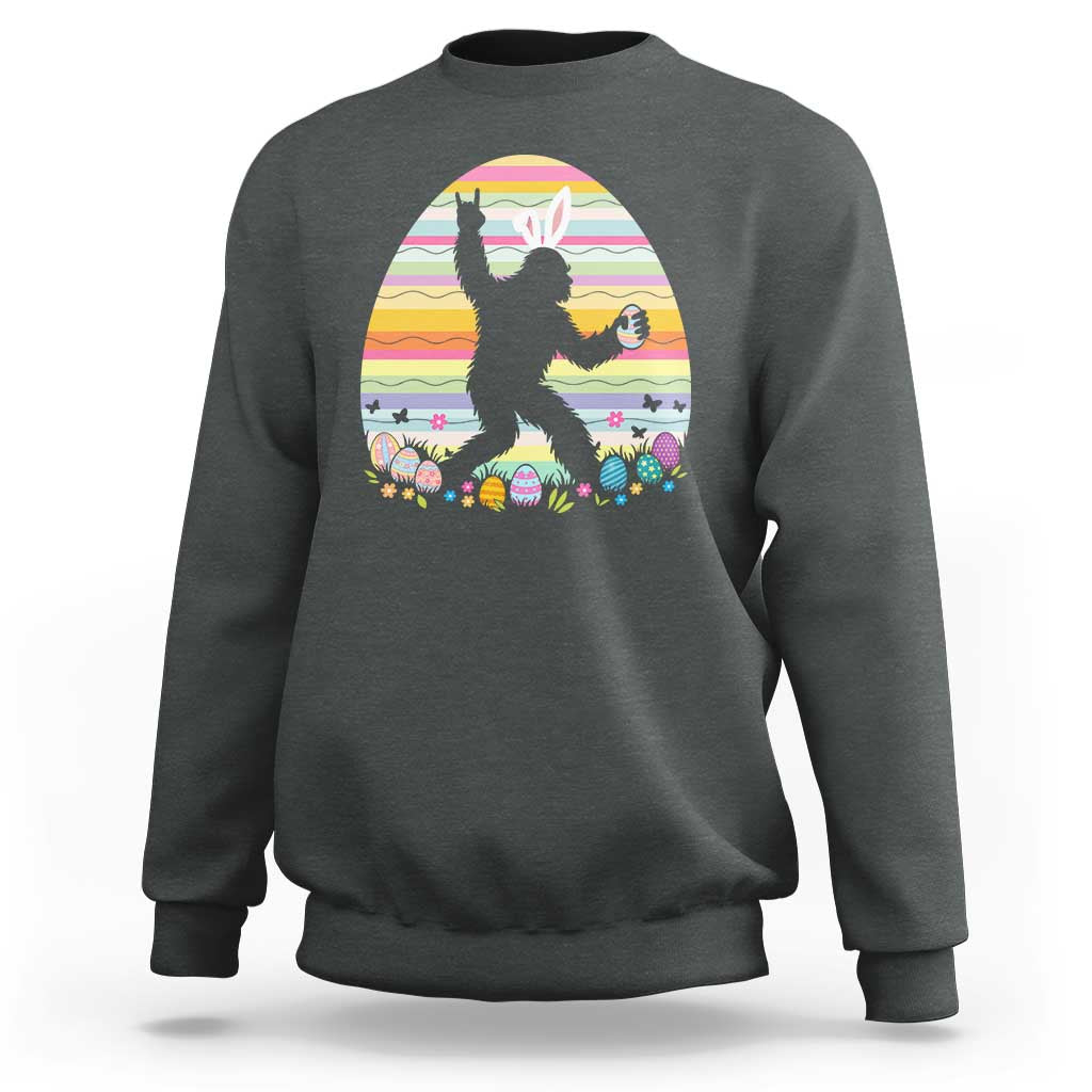 Funny Bigfot Easter Sweatshirt Sasquatch Rock On Rabbit