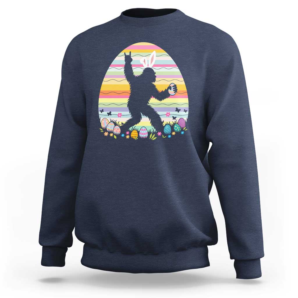 Funny Bigfot Easter Sweatshirt Sasquatch Rock On Rabbit