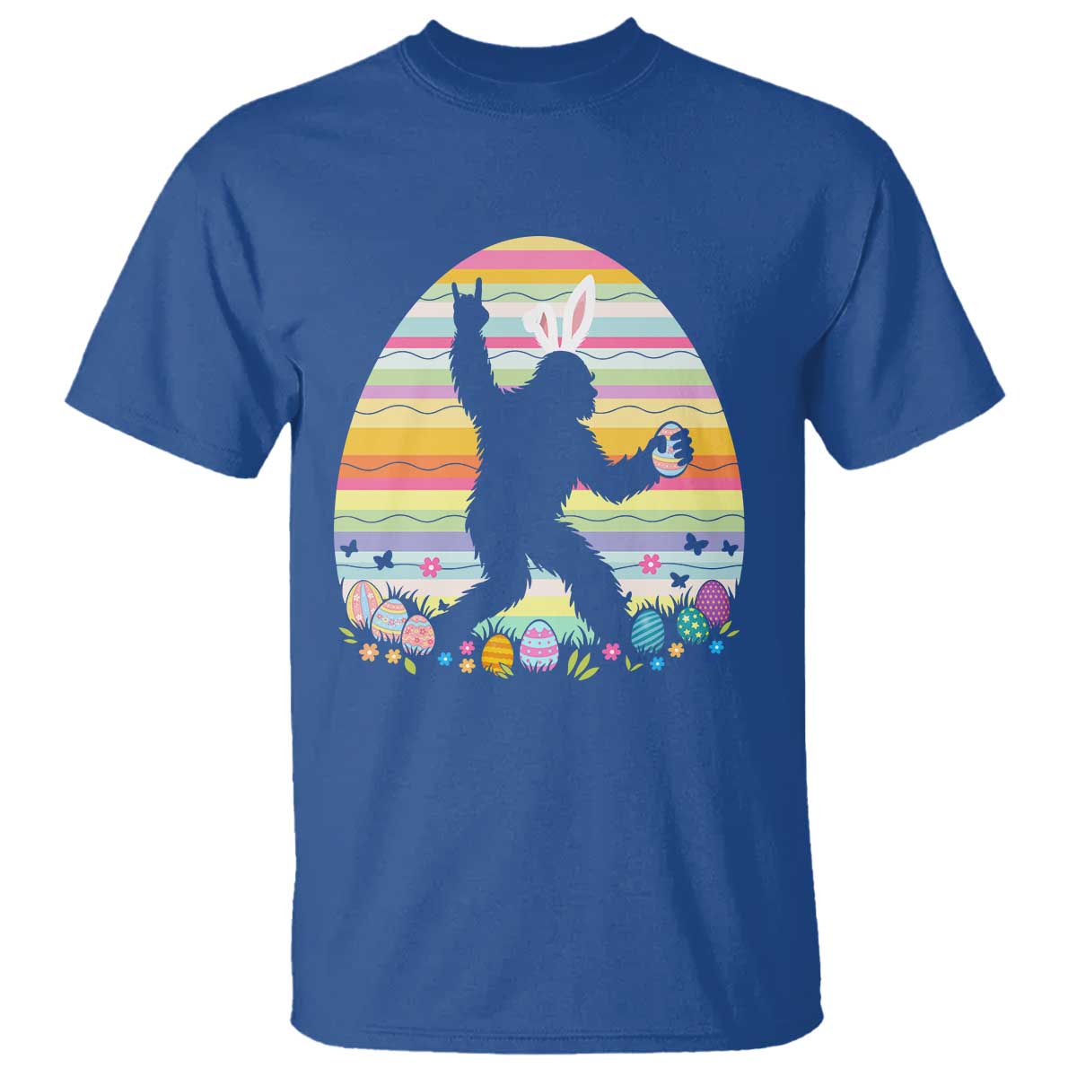 Funny Bigfot Easter T Shirt Sasquatch Rock On Rabbit