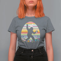 Funny Bigfot Easter T Shirt For Women Sasquatch Rock On Rabbit