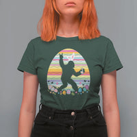Funny Bigfot Easter T Shirt For Women Sasquatch Rock On Rabbit