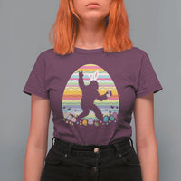 Funny Bigfot Easter T Shirt For Women Sasquatch Rock On Rabbit
